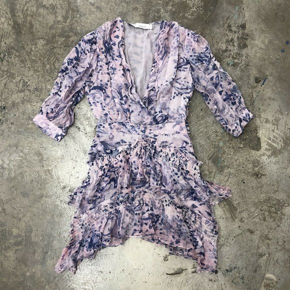 IRO Rahue Dress Light Purple Tiered Ruffle Smocked - Picture 3 of 9